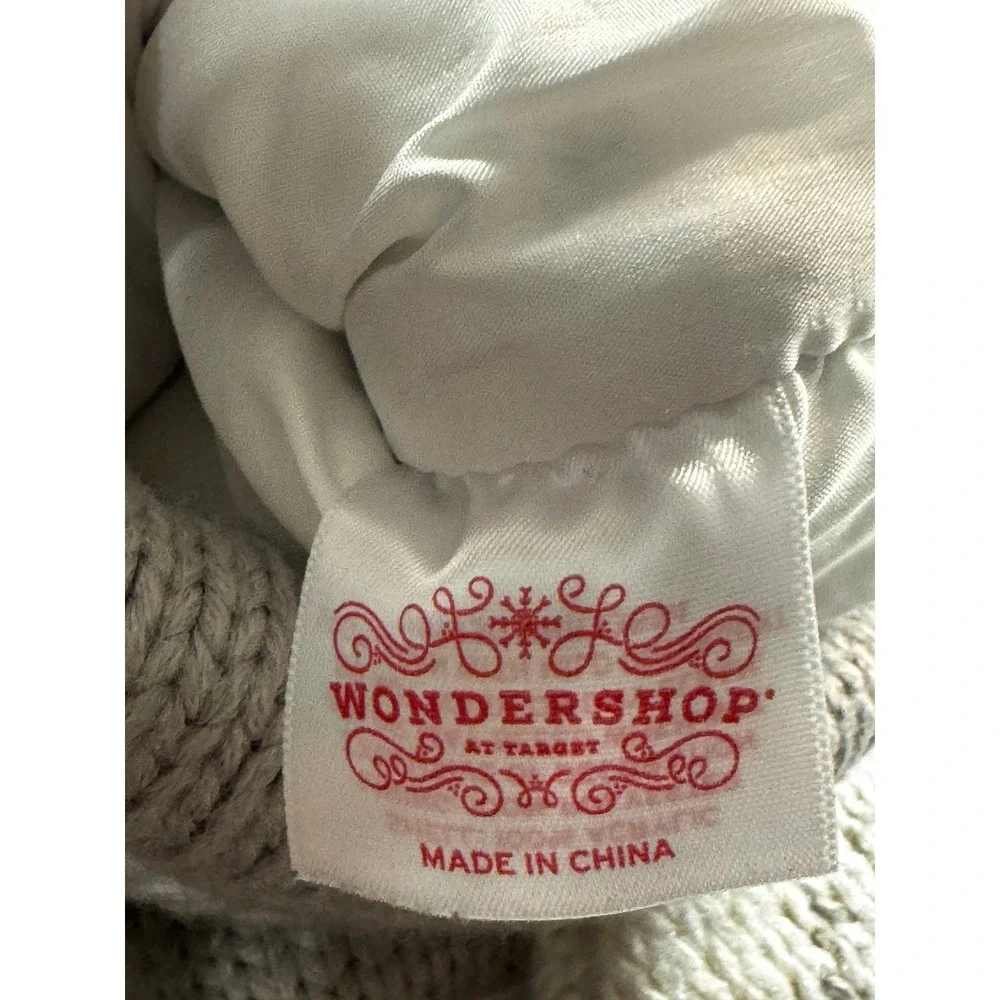 Wondershop Target Monogram J Knit Christmas Stocking Gray White Pom Pom